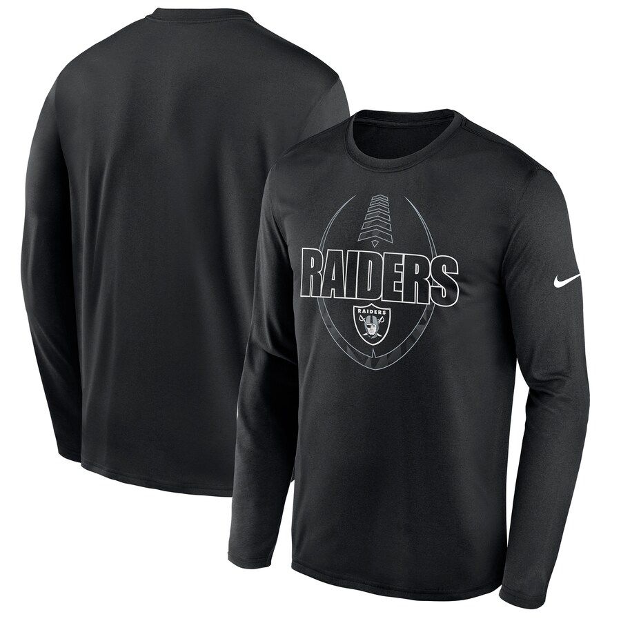 Men Oakland Raiders Black Nike Icon Legend Performance Long Sleeve T-Shirt